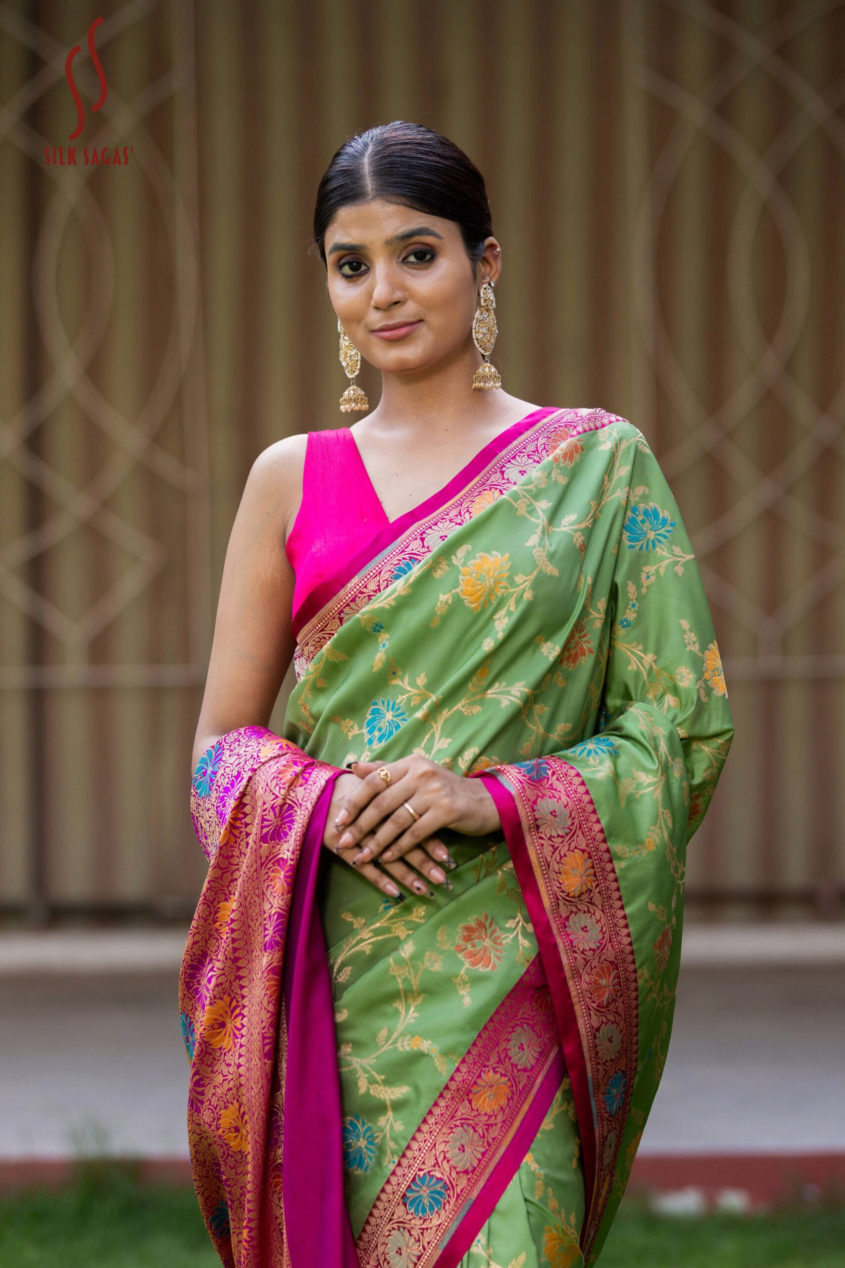 Light green ektara banarasi silk