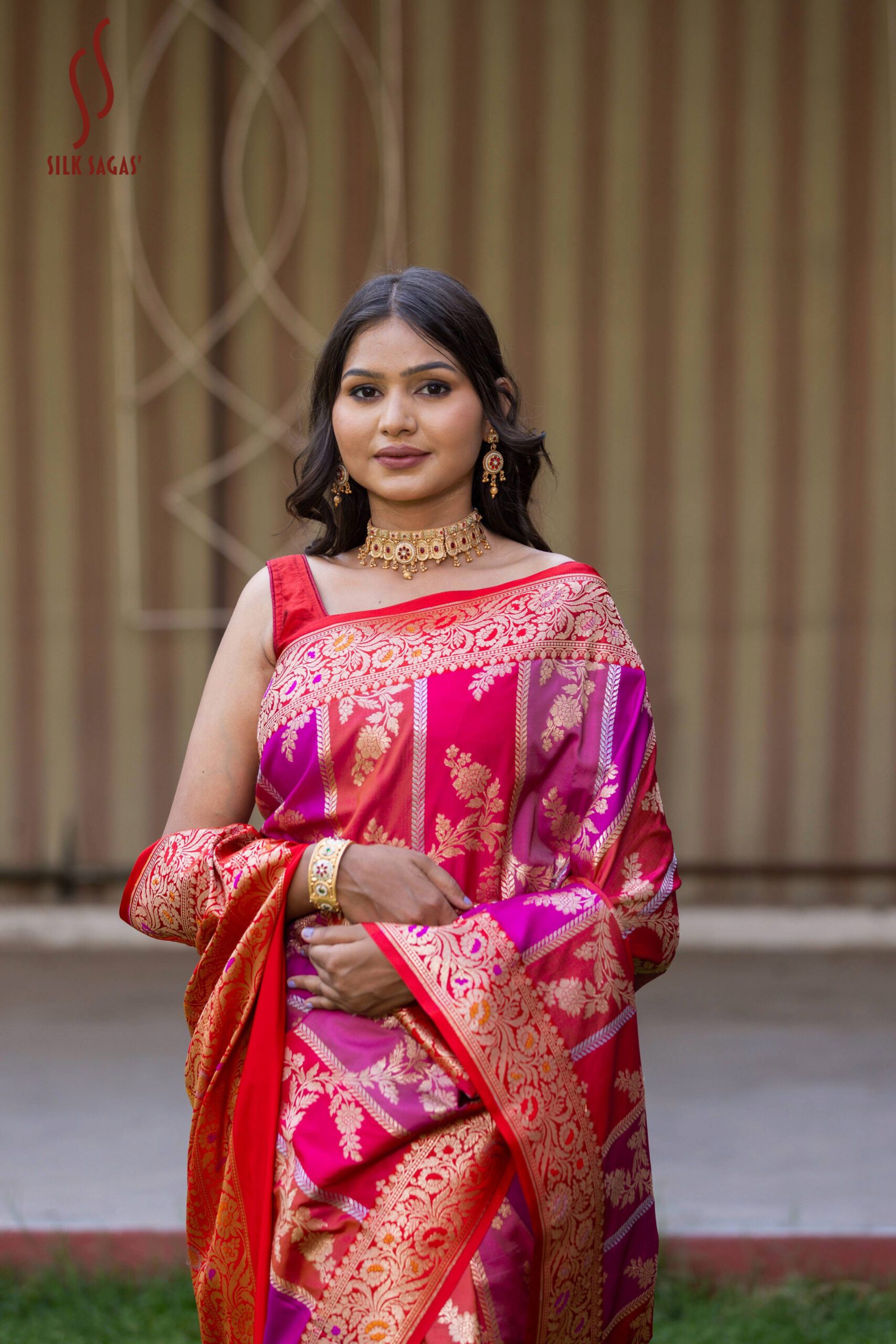 Rani Pink Designer Silk Saree