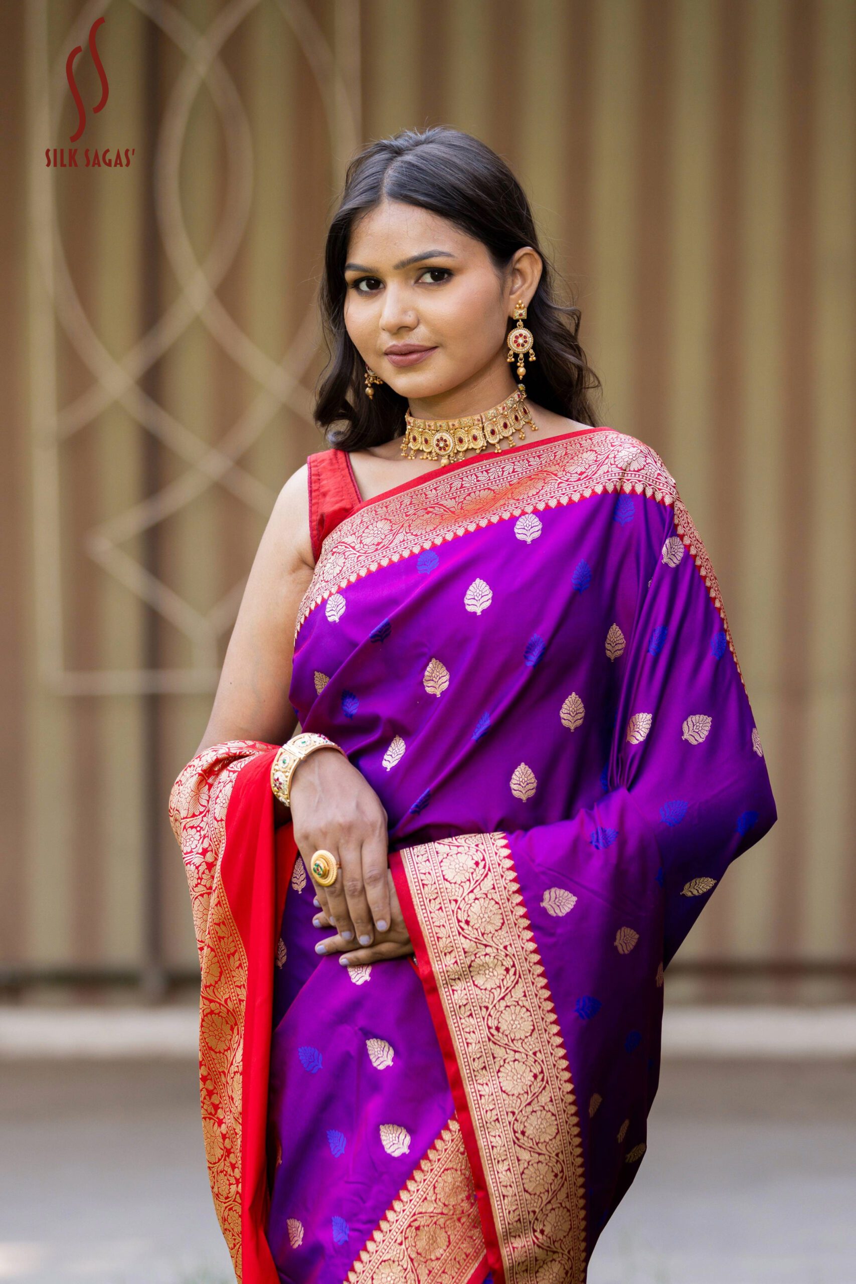 Purple Banarasi Soft Silk